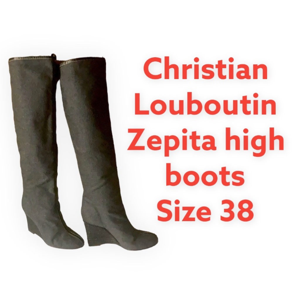 Christian Loubotin Civiliza 100 wedge-heel Knee-high boots womens
